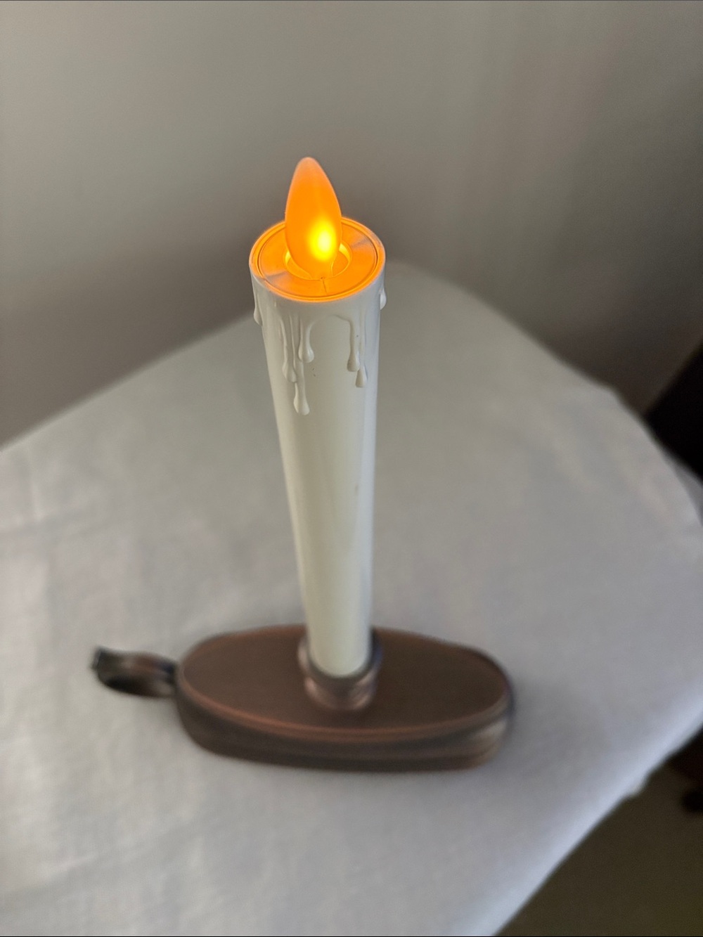 Luminara  Window Taper Candle 12" Moving Flame Bronze Tone Base with Timer - Picture 4 of 9